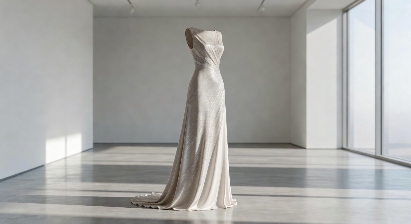 Vestido minimalista con hilos metálicos